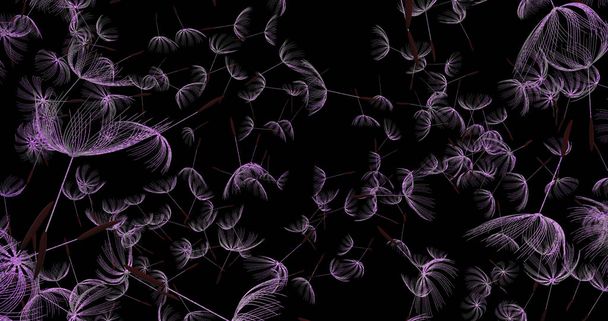 3d rendering of dandelion blowing silhouette. Flying blow dandel - Fotó, kép