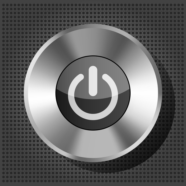 power button icon on the metallic background - Vektori, kuva