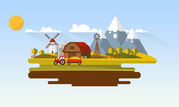 農業農村景観 - ベクター画像