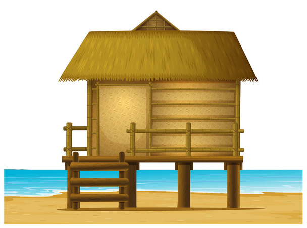 Ξύλινα μπανγκαλόου στην παραλία - Διάνυσμα, εικόνα