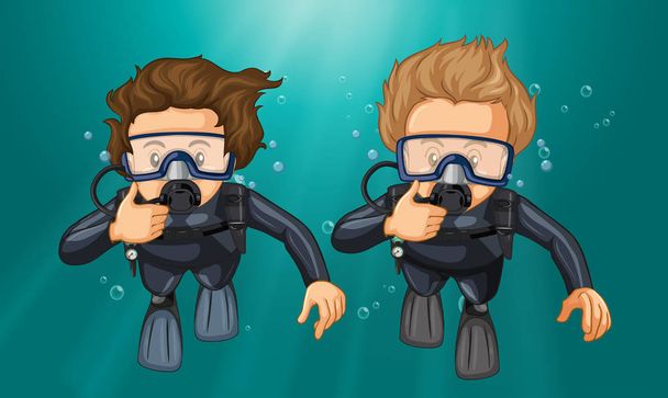Due subacquei che fanno gesti alla mano sott'acqua
 - Vettoriali, immagini