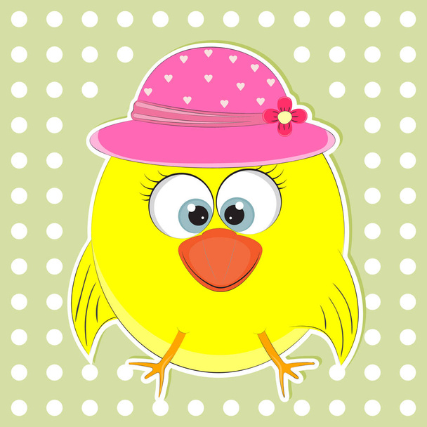 Happy little owl in hat cute cartoon. - Διάνυσμα, εικόνα