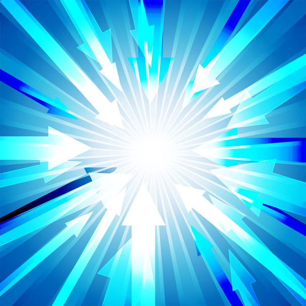 Esplosione blu con un sacco di frecce fuori dal centro per astratto concetto di sfondo vettoriale di progettazione
 - Vettoriali, immagini