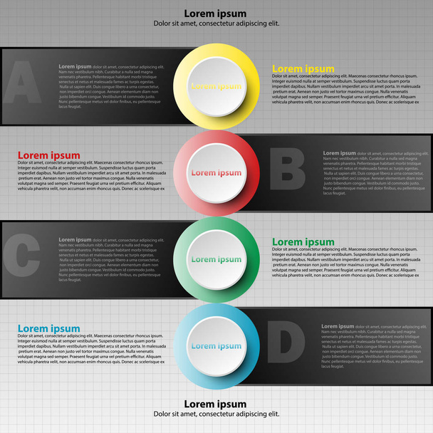 bunter Papierkreis 3d mit vier Themen für Website-Präsentation Cover Poster Vektor Design Infografik Illustrationskonzept - Vektor, Bild
