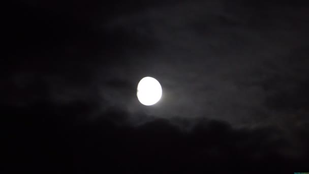 Pełnia księżyca za chmurami w nocy - Materiał filmowy, wideo
