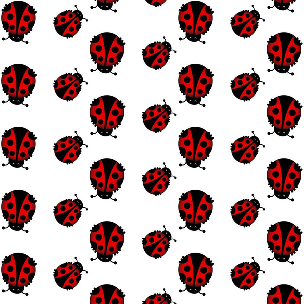 Cute gentle cartoon painted pattern with ladybirds - Διάνυσμα, εικόνα