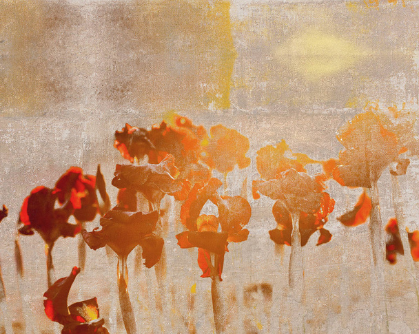 Vintage-Postkarte mit abstrakten Blumensilhouetten - Foto, Bild