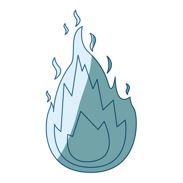 blue shading silhouette of flame icon - Vector, Image