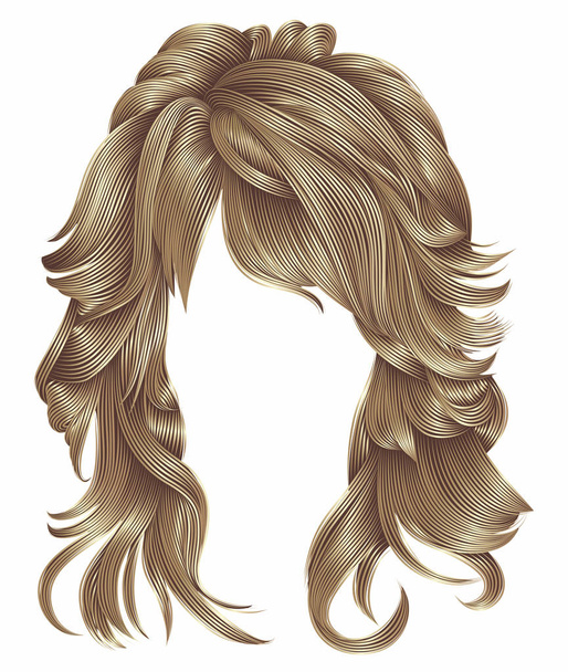 trendy woman long hairs brown   blonde    beige colors .beauty f - Vector, Image