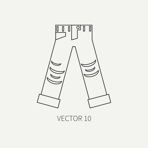 Line flat vector icon wear - ripped jeans. Punk rock style. Illustration texture for your design, wallpaper. - Vecteur, image