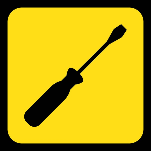żółty, czarny informacje logowania - ikona śrubokręt - Wektor, obraz