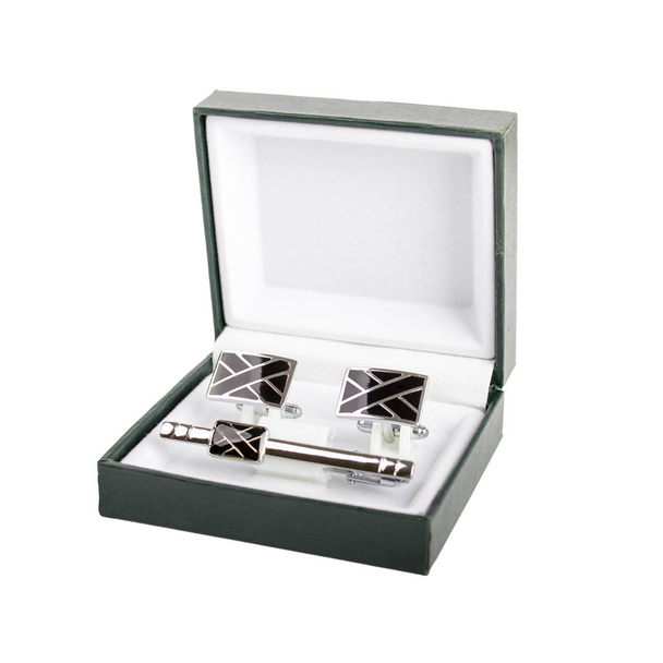 Cuff links in a box on white background - Foto, Imagem