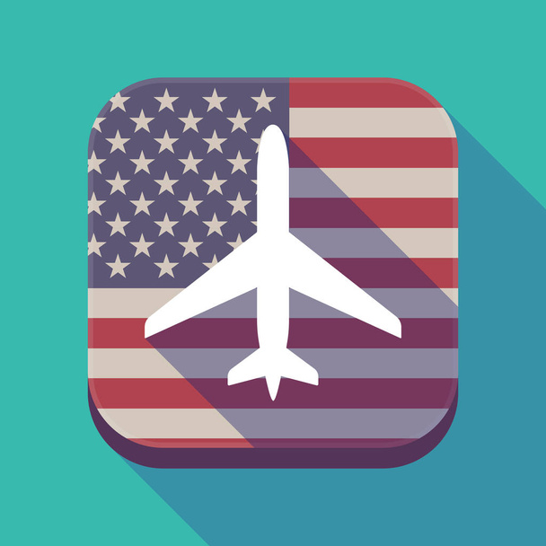 Długi cień Usa app przycisk z samolotu - Wektor, obraz
