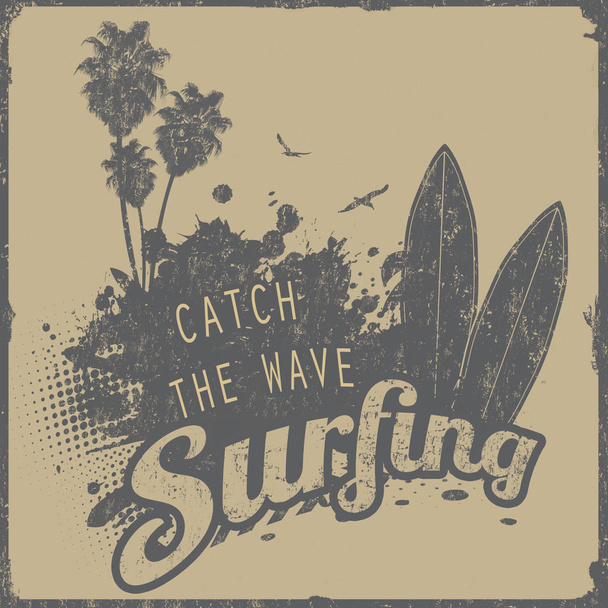 Diseño de tipografía de surf camiseta o póster
 - Vector, Imagen
