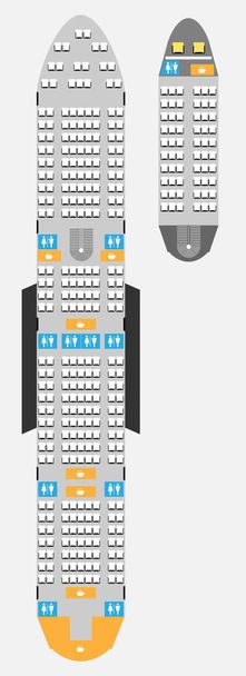 Mapa de asientos de aviones de cubierta doble de cuerpo ancho
 - Vector, imagen