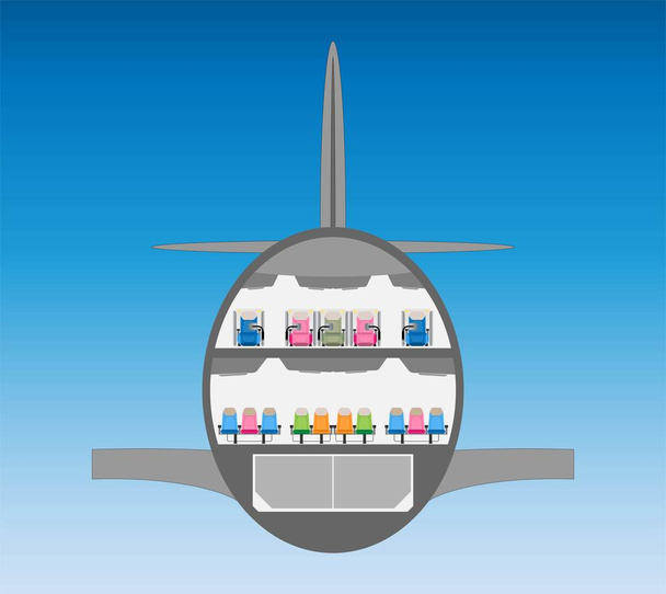 Dvojpodlažní širokým trupem letadla Cross sekce  - Vektor, obrázek
