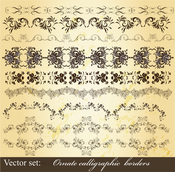 kalligrafische vintage grenzen set - Vector, afbeelding
