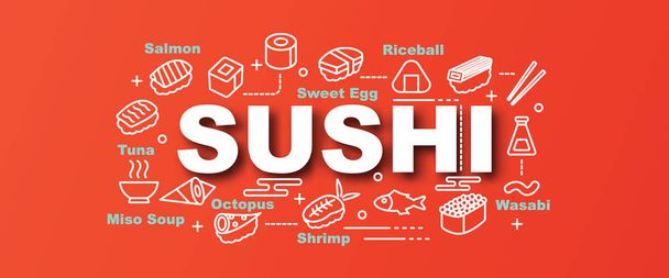 sushi vector trendy banner - Вектор,изображение
