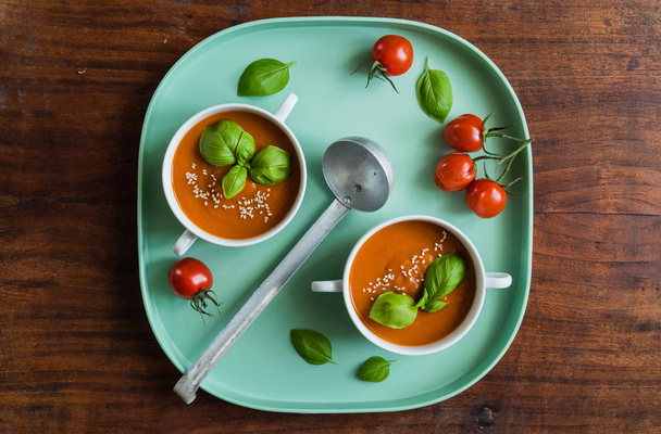 Fresh tomato soup - Фото, изображение