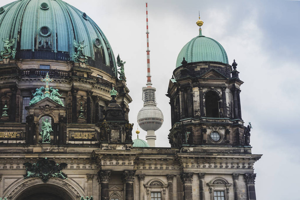 Berlin Cathedral and The TV Tower near that. - Foto, Imagem