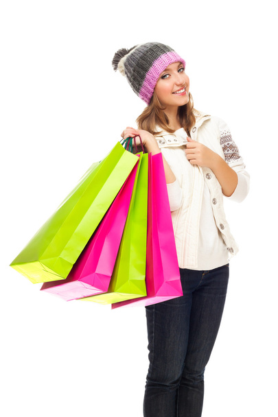 Young woman with shopping bags - Fotó, kép