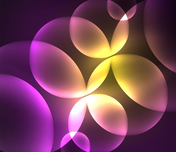 Glowing shiny overlapping circles composition on dark background - Vector, Image