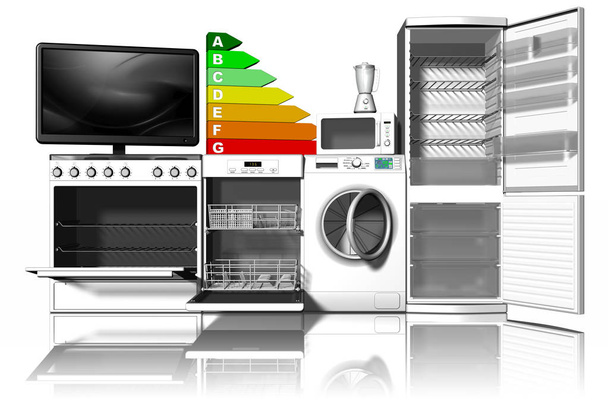 Electrodomésticos de ahorro de energía - Ilustración 3D
 - Foto, imagen