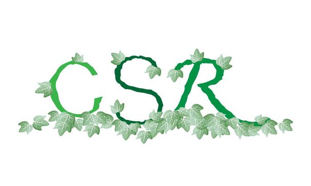 Πράσινα φύλλα με τις έννοιες της εταιρικής κοινωνικής ευθύνης - Διάνυσμα, εικόνα