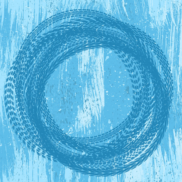 Blue Grunge Reifen Spur Hintergrund - Vektor, Bild