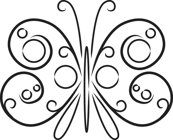 Decorative black and white butterfly - Vektor, obrázek