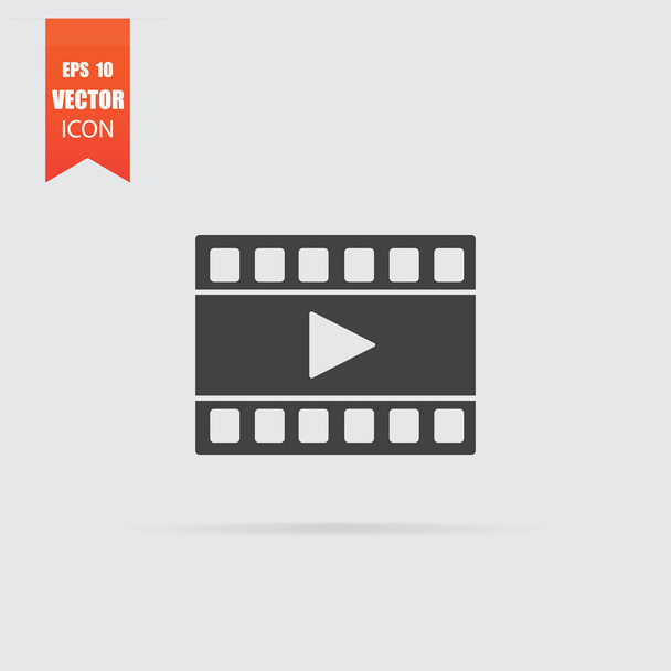 Film icon in flat style isolated on grey background. - Vector, Image