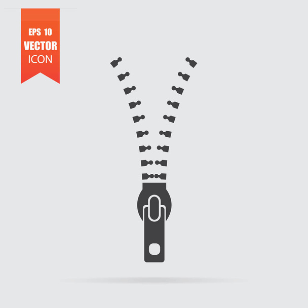 Zipper icon in flat style isolated on grey background. - Vector, Image
