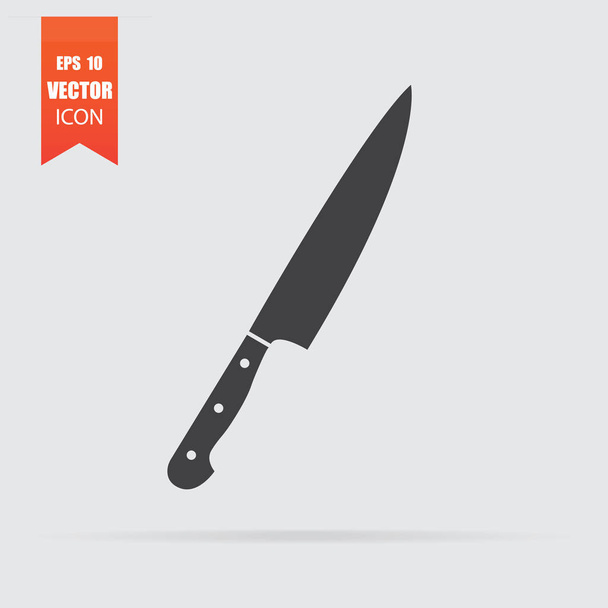 Icono de cuchillo en estilo plano aislado sobre fondo gris
. - Vector, Imagen