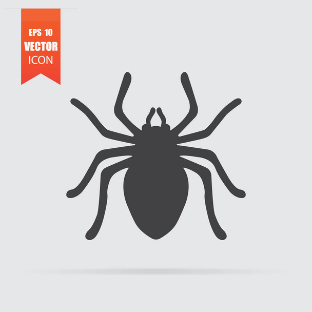 Spinnensymbol im flachen Stil isoliert auf grauem Hintergrund. - Vektor, Bild
