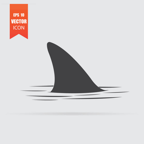 Иконка плавника акулы в плоском стиле изолирована на сером фоне
. - Вектор,изображение