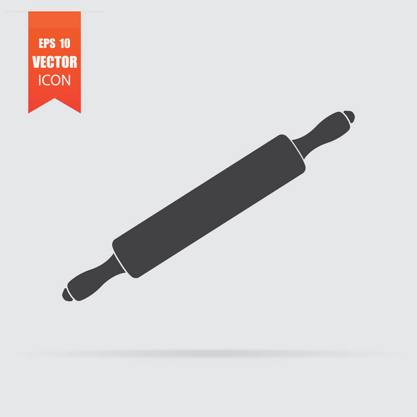 Rolling pin icon in flat style isolated on grey background. - Vector, Image