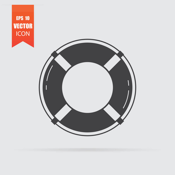 Lifebuoy icon in flat style isolated on grey background. - Vector, Image