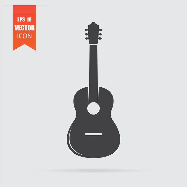 Guitar icon in flat style isolated on grey background. - Vector, Image