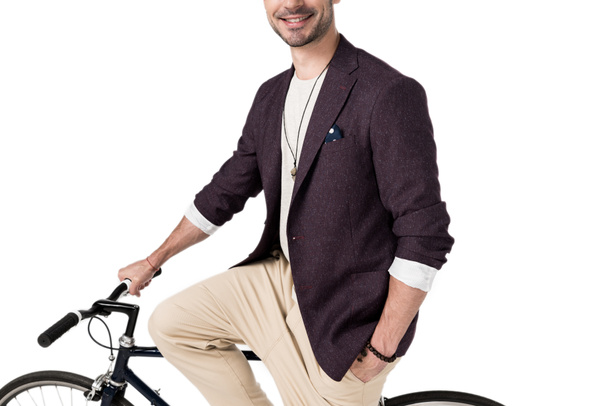 Stylish young man with bicycle  - Foto, Bild