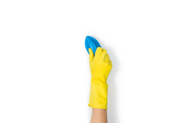 Womans hand cleaning isolated on white background - Photo, image