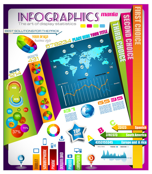 Infographic with a lot of design elements - Вектор,изображение