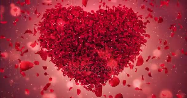 Rosa vermelha Flor Caindo Pétalas Amor Coração Valentine Casamento Fundo Loop 4k
 - Filmagem, Vídeo