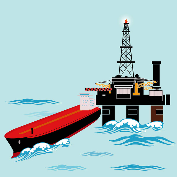 Soupravy na ropný tanker a ropy v Perském zálivu - Vektor, obrázek