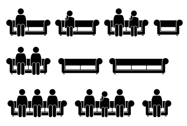 People Sitting on Chair Sofa. - Vector, Image