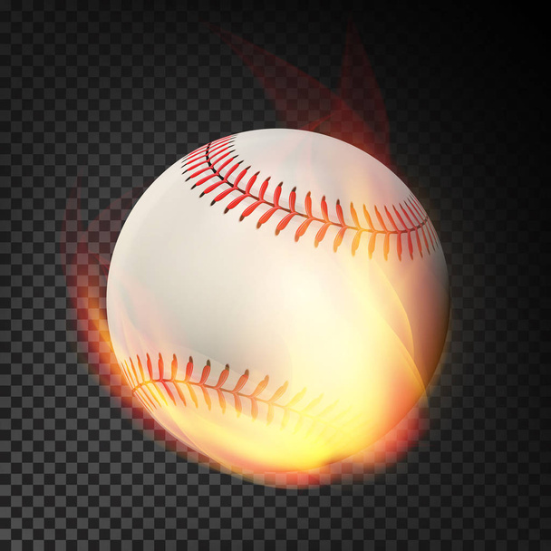 Liekehtivä realistinen baseball-pallo liekeissä ilmassa. Polttaminen pallo läpinäkyvä tausta
 - Vektori, kuva