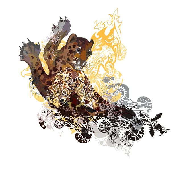 Grunge texturou barevné leopardí tryskající - Vektor, obrázek