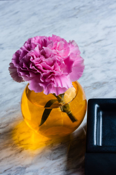 Rosa fiore artificiale in bottiglia rotonda marrone
  - Foto, immagini