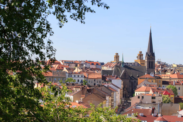 Praga w naturalnych ramki wykonane z liści - Republika Czeska - Zdjęcie, obraz