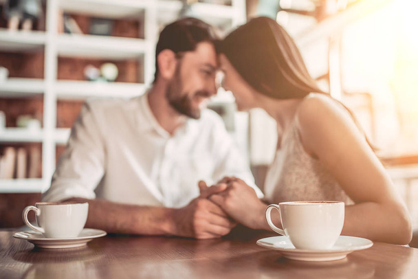  couple in love is sitting in cafe - Photo, Image