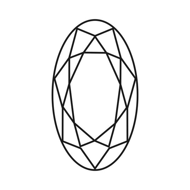 Diamond icon.Vector Illustration. Shiny crystal sign. Brilliant stone. Black stroke isolated on white background. Fashion modern design. Flat element. Symbol gift, jewel, gem or royal, rich. - Vector, Image